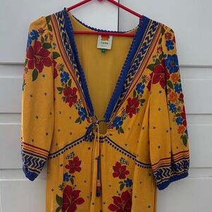 FARM Rio Yellow Floral Dress